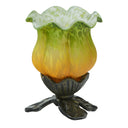 6.25" H Green and Orange Glass Tulip Accent Lamp