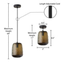 7" W Payton Retro Brown Hand Blown Glass Globe Shade Pendant Light with Hand Cut Honeycomb Design
