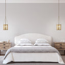 9-in. 1-Light Pendant Light with Painted Gold Mercury Glass and Wood Shade