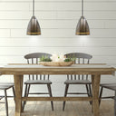 13"H Pierced Brushed Metal Cone 1-Light Pendant