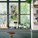 28" H Floral Purple Iris Stained Glass Window Panel