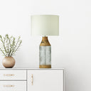 26" H Coco Glass and Mango Wood Table Lamp