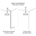 14.25"H Clear and Chrome Tiered Crystal Glass Plug-in and Hardwire Hanging Chandelier