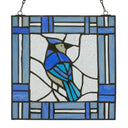 11"H John the Blue Jay Stained Glass Window Panel