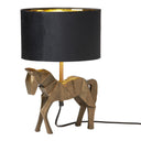 17.75 H Gold Origami Horse Base Table Lamp with Black Drum Shade - River of Goods