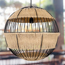 Rosalind 19.75"W Jute and Black Frame Pendant Light