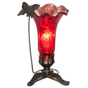 9" H Hand Blown Mercury Glass Butterfly Lily Lamp - Red