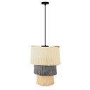 Enya 18"W Cream and Grey Fringe Pendant Light