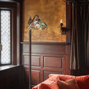 60" H Victoria Brown Candlestick Base with Stained Glass Dome Shade Floor Lamp