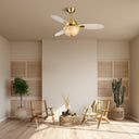 42" W LED Indoor Gold and White Mosaic Glass Ceiling Fan with Remote Control