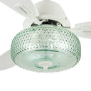 42" W Cecile LED Indoor White Ceiling Fan with Hand-Blown Seafoam Green Glass Shade with Remote Control
