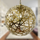 16" W Jillian Industrial Abstract Gold Metal Globe Shade Pendant Light