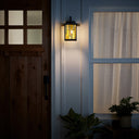 River of Goods Amber Stained Glass and Oil Rubbed Bronze 1-Light Outdoor Lantern Wall Sconce