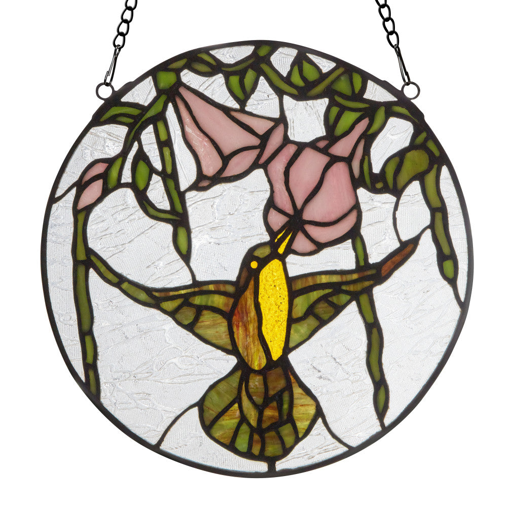 River of Goods Hummingbird with Hibiscus Flowers Stained Glass Window Panel - Thumbnail 4