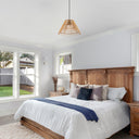 13.25"W Judith Metal Pendant Light with Tan Rattan Shade