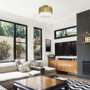 10.125"H Xander Mixed-Material Drum Shade Ceiling Light