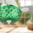 42" W Brynn LED Indoor Green Hand-Cut Glass Globe Shade Ceiling Fan with Remote Control