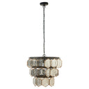 17" W Sabrina Glam Copper, Silver, and Black Drum Shade Pendant Light with Mercury Glass Hanging Accents