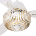42" W Braxton LED Indoor Clear and Gold Glass Ceiling Fan with Oak/White Blades, Remote Control