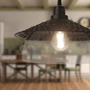 Leslie 11.8" Black Satin Painted Cone-Shaped Pendant Lamp