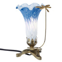 9"H Handpainted Glass Dragonfly Lily Lamp