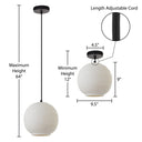 9.5" W Scarlett Modern White Blown Glass Globe Shade Pendant Light