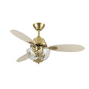 42" W Pepin Glam/Modern LED Indoor Clear Gold Glass Ceiling Fan with Oak and White Blades, Remote Control