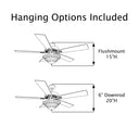 52" W 5-Blade Remote-Controlled Ceiling Fan Tiffany Glass