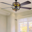 52"W LED Tiffany Style Stained Glass Magna Carta Ceiling Fan with Remote
