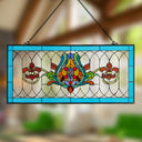 30"L Fleur De Lis Stained Glass Pub Window Panel
