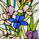 28" H Floral Purple Iris Stained Glass Window Panel