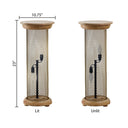 23" H Remi Mesh Metal and Mango Wood Pedestal Floor Lamp