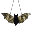 16" W Tiffany-Style Halloween Black Bat Stained Glass Window Panel