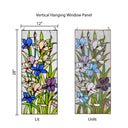 28" H Floral Purple Iris Stained Glass Window Panel