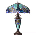 24.5" H Halston Double Lit Blue Bowl Shade Stained Glass Table Lamp