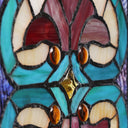 36"H Victorian Stained Glass Fleur De Lis Window Panel