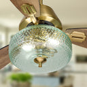 42" W Cecile LED Indoor Hand-Blown Seafoam Green Glass Shade with Dot Texture Ceiling Fan with Remote Control