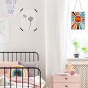 14.5"H Lila Multicolor Sunburst Stained Glass Window Panel