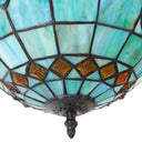 13" H Amelia Blue and Amber Stained Glass Shade Traditional Semi-Flushmount Ceiling Light