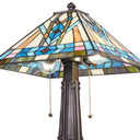 21" H Amberly Tiffany-Style Stained Glass Empire Shade Candlestick Table Lamp - Close up lit