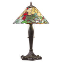 21.5" H Crimson Cardinal Tiffany-Style Stained Glass Cone Shade Candlestick Table Lamp -lit