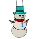12" H Tiffany-Style Spirited Holiday Snowman Stained Glass Window Panel