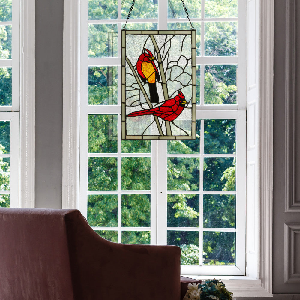River of Goods Northern Cardinal Stained Glass Window Panel