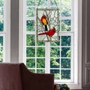 18.5"H Northern Cardinal Songbird Stained Glass Window Panel