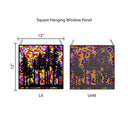 12" W Colorful Mosaic Landscape Stained Glass Window Panel
