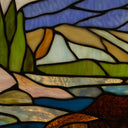 14" H Bear Stained Glass Window Panel