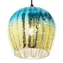 9 in. Gold 1-Light Pendant with Teal and Gold Ombre Mercury Glass Shade