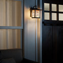 River of Goods Terracotta Stained Glass and Oil Rubbed Bronze 1-Light Outdoor Lantern Wall Sconce