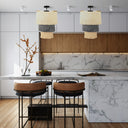 Enya 18"W Cream and Grey Fringe Pendant Light