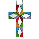 15" H Tiffany-Style Cross Stained Glass Window Panel
